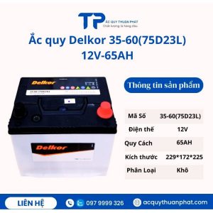 Ắc quy Delkor 35-60 75D23L 12V-65AH miễn bảo dưỡng