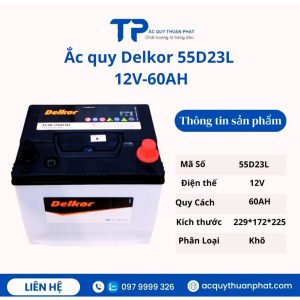 Ắc quy Delkor 55D23L 12V-60AH miễn bảo dưỡng