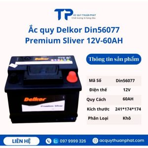 Ắc quy Delkor DIN56077 Silver 12V-60AH miễn bảo dưỡng