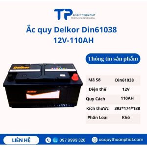 Ắc quy Delkor Din61038 12V-110AH miễn bảo dưỡng