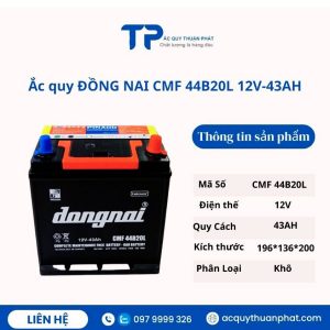 Ắc quy ĐỒNG NAI CMF 44B20L 12V-43AH miễn bảo dưỡng