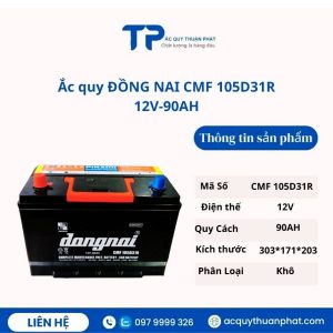 Ắc quy ĐỒNG NAI CMF 105D31R 12V-90AH miễn bảo dưỡng