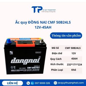 Ắc quy ĐỒNG NAI CMF 50B24LS 12V-45AH miễn bảo dưỡng