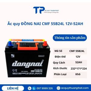 Ắc quy ĐỒNG NAI CMF 55B24L 12V-52AH miễn bảo dưỡng