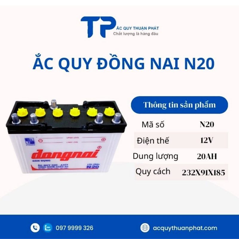 Ắc quy ĐỒNG NAI N20 12V-20AH giá tốt