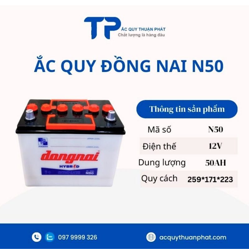 Ắc quy ĐỒNG NAI N50 12V-50AH giá tốt