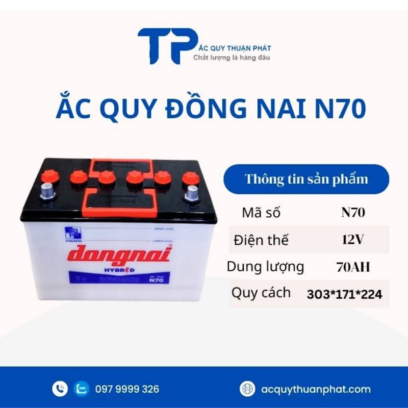 Ắc quy ĐỒNG NAI N70 12V-70AH giá tốt