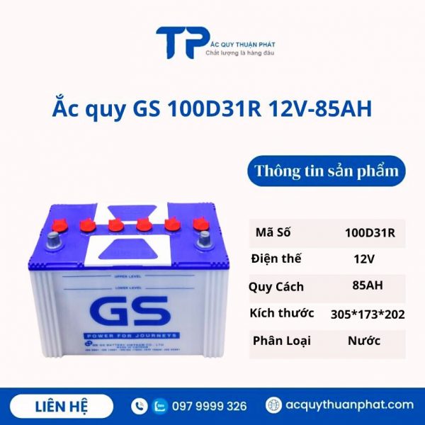 Ắc quy GS 100D31R 12V-85AH giá tốt