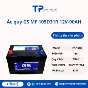 Ắc quy GS MF 105D31R 12V-90AH miễn bảo dưỡng