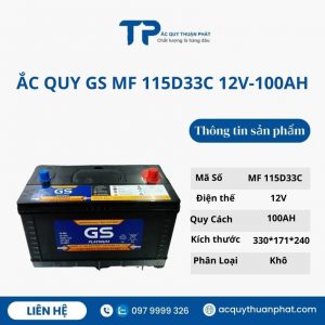 Ắc quy GS MF 115D33C 12V-100AH miễn bảo dưỡng