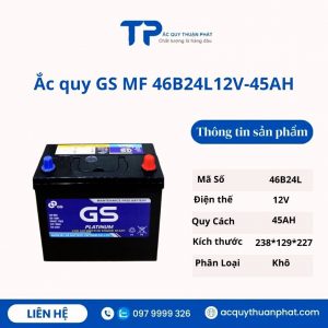 Ắc quy GS MF 46B24L 12V-45AH miễn bảo dưỡng