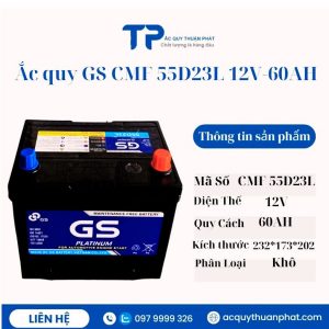 Ắc quy GS MF 55D23L 12V-60AH miễn bảo dưỡng