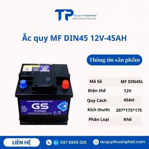 Ắc quy GS MF DIN45L 12V-45AH miễn bảo dưỡng