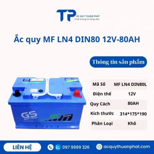 Ắc quy GS MF LN4 DIN80L 12V-80AH miễn bảo dưỡng