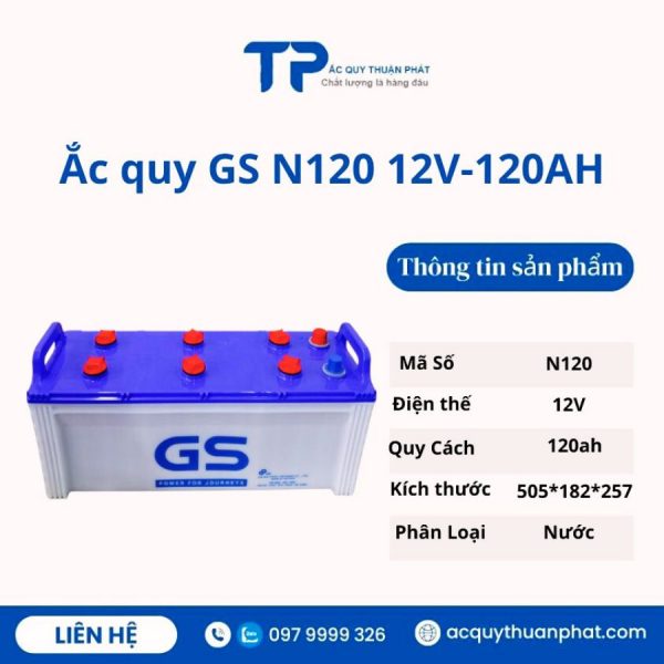 Ắc quy GS N120 12V-120AH giá tốt