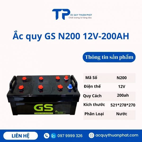 Ắc quy GS N200 12V-200AH giá tốt