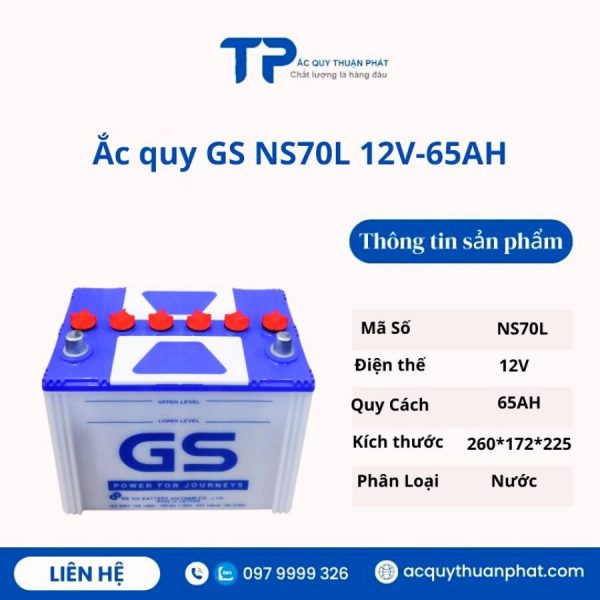 Ắc quy GS NS70 12V-65AH giá tốt