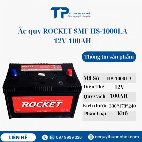 Ắc quy ROCKET SMF HS-1000LA 12V-100AH miễn bảo dưỡng