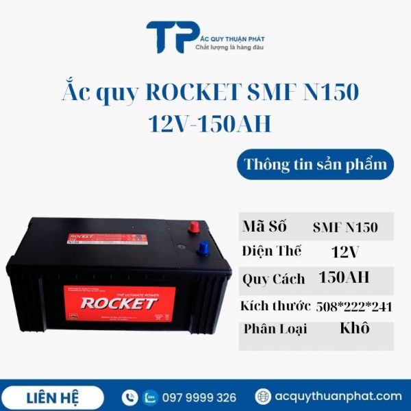 Ắc quy ROCKET SMF N150 12V-150AH miễn bảo dưỡng