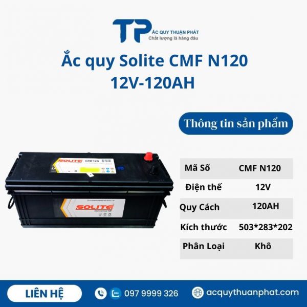 Ắc quy SOLITE CMF N120 12V-120AH miễn bảo dưỡng