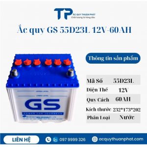 Ắc quy GS 55D23L 12V-60AH chất lượng cao