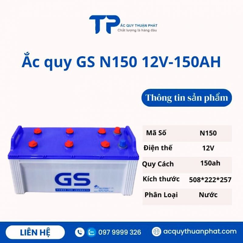 Ắc quy GS N150 12V-150AH giá tốt