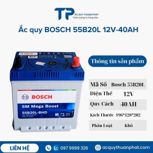 Ắc quy BOSCH 55B20L 12V-40AH miên bảo dưỡng