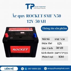 Ắc quy Rocket N50 12V-50AH miễn bảo dưỡng