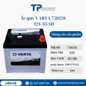 Ắc quy Varta 75D23L 12V-65AH miễn bảo dưỡng