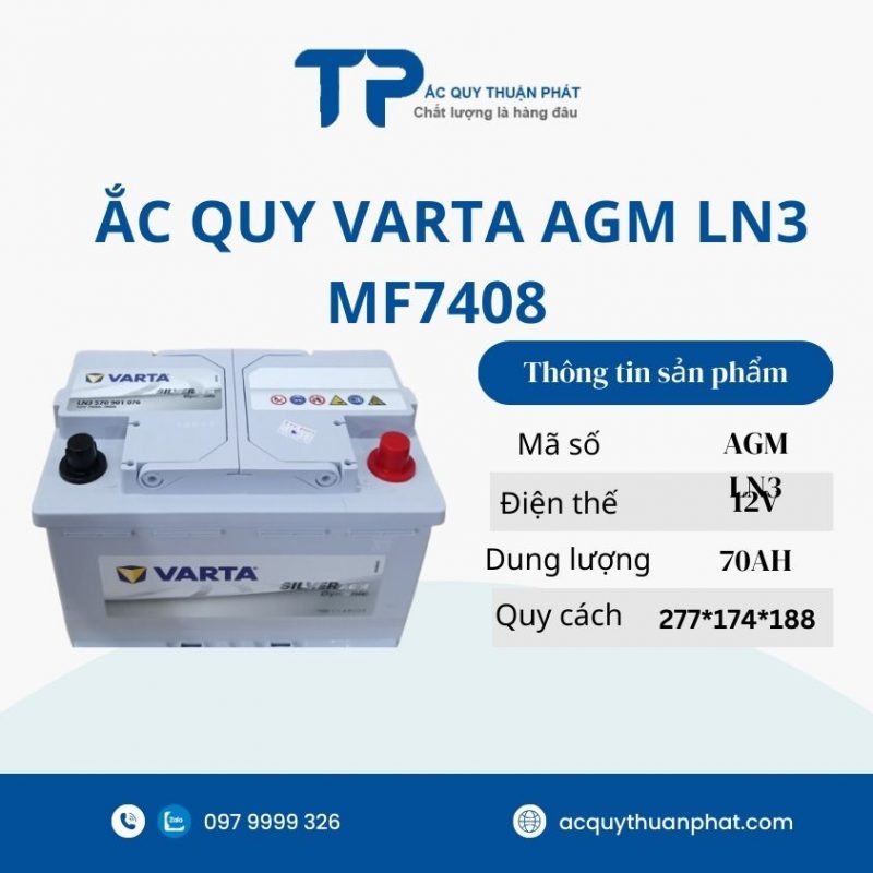 Ắc quy Varta AGM LN3 570901076 12V-70AH miễn bảo dưỡng