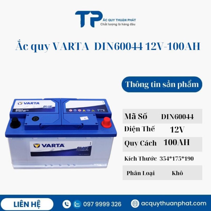 Ắc quy Varta Din60034 12V-100AH miễn bảo dưỡng