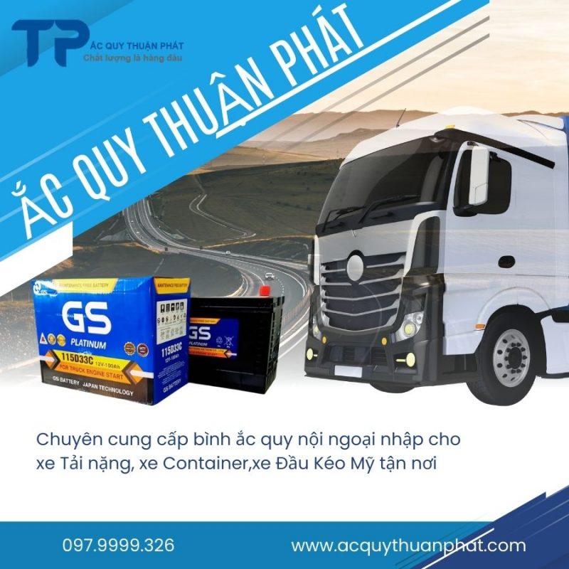 Ắc quy GS MF 115D33C 12V-100AH chuyên dùng cho xe tải