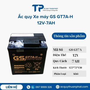 Ắc quy xe máy GS GT7A-H 12V-7AH miễn bảo dưỡng