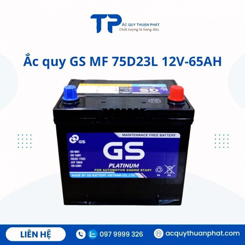 Ắc quy GS MF 75D23L 12V-65AH chính hãng