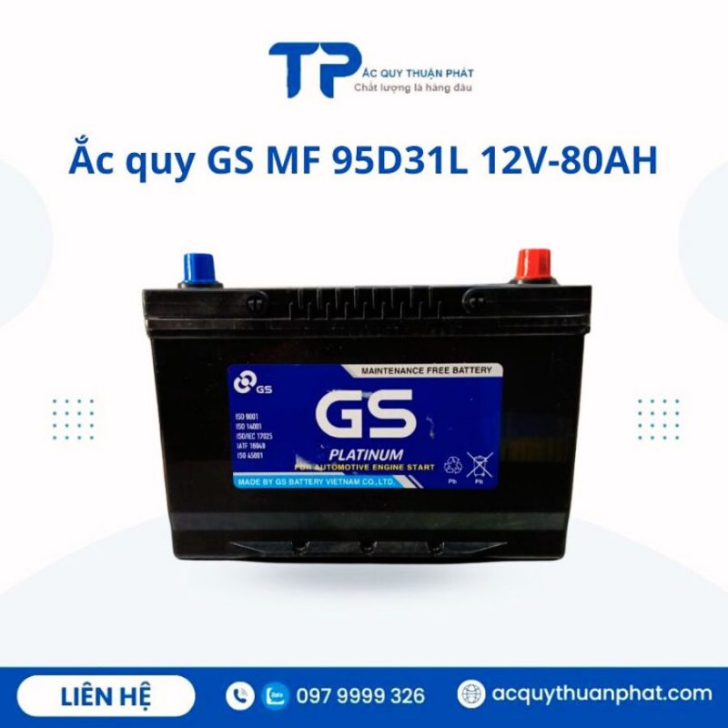 Ắc quy GS MF 95D31L 12V-80AH chính hãng