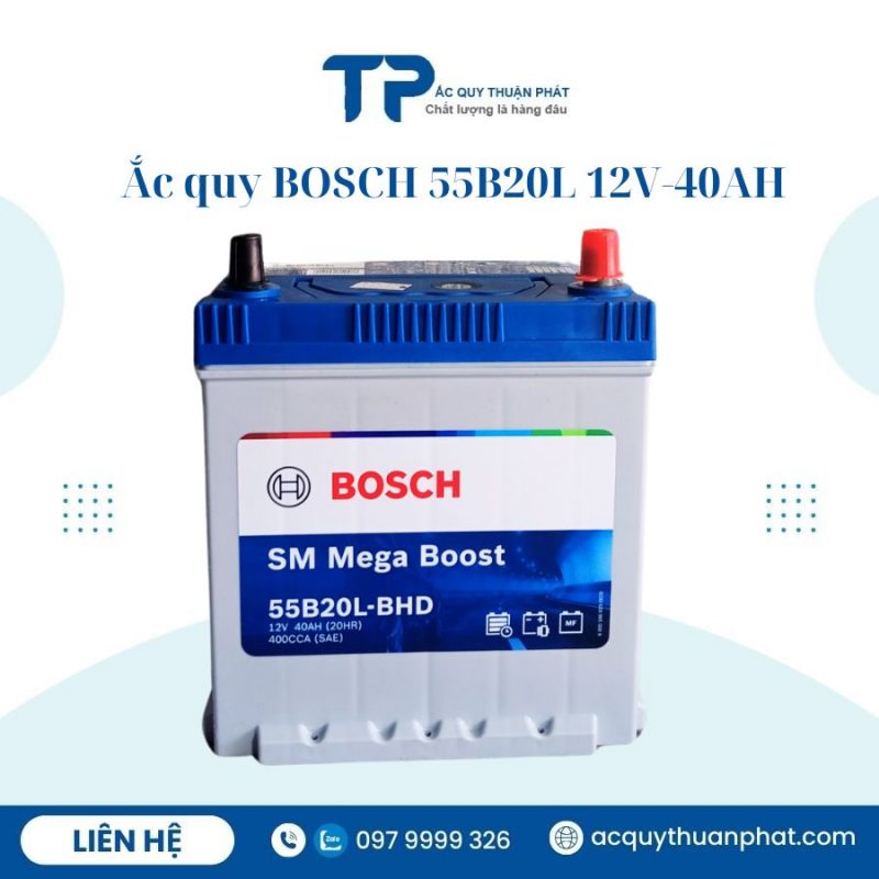 Ắc quy BOSCH 55B20L 12V-40AH chính hãng