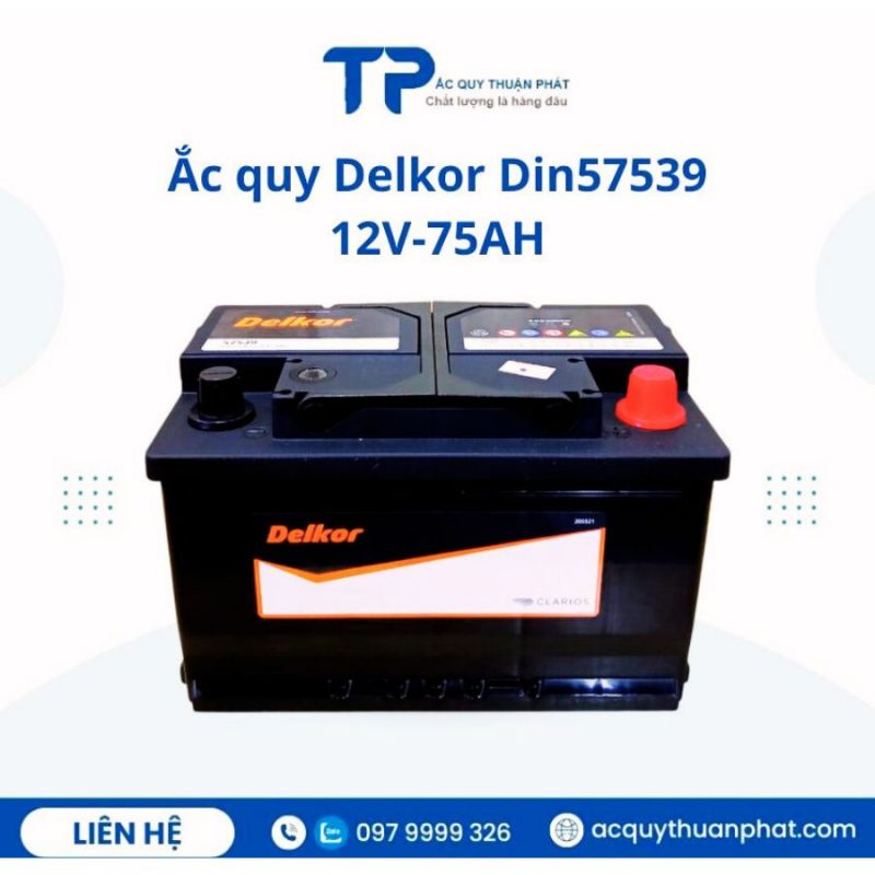 Ắc quy Delkor DIN57539 12V-75AH chính hãng