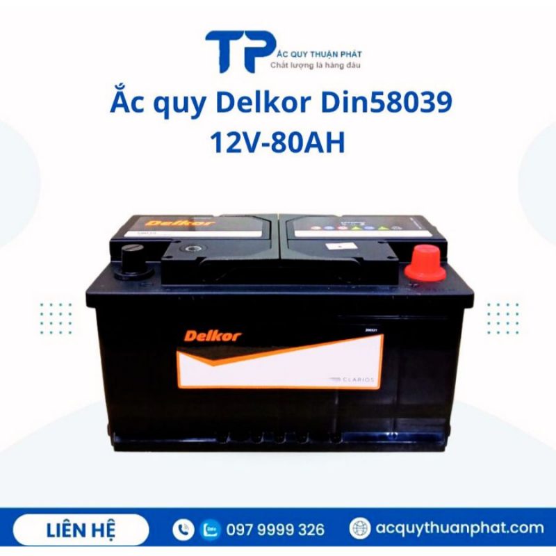 Ắc quy Delkor Din58039 12V-80AH chính hãng