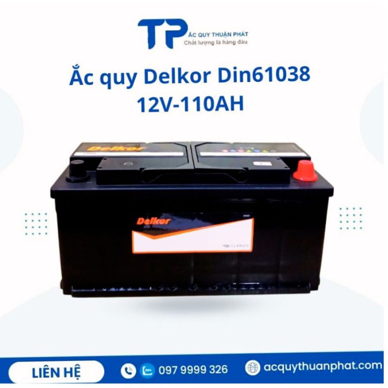 Ắc quy Delkor Din61038 12V-110AH chính hãng