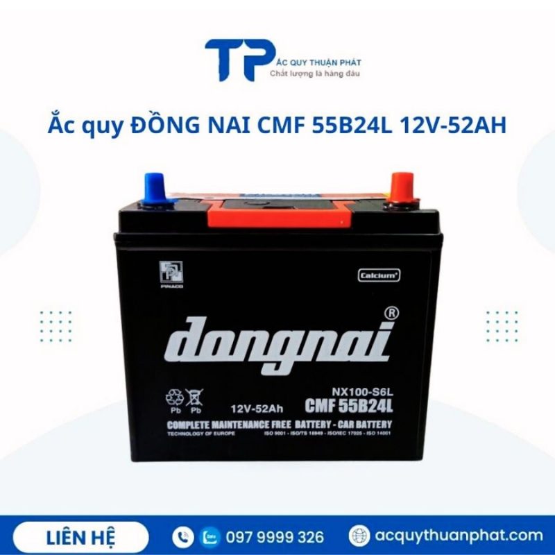 Ắc quy ĐỒNG NAI CMF 55B24L 12V-52AH chính hãng