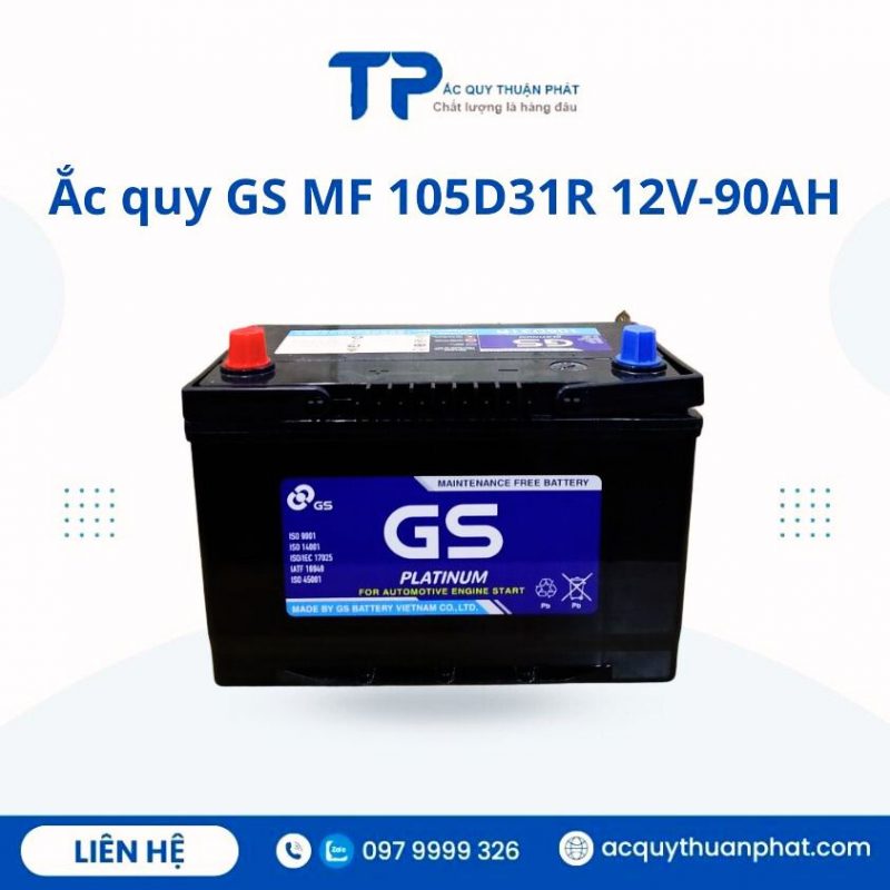 Ắc quy GS MF 105D31R 12V-90AH chính hãng