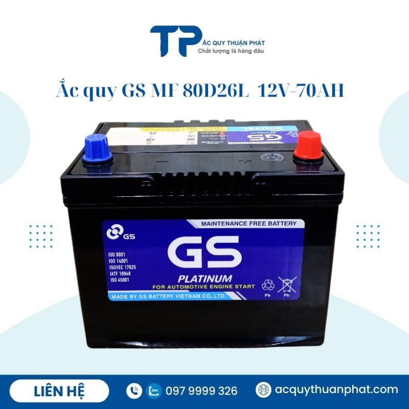 Ắc quy GS MF 80D26L 12V-70AH chính hãng