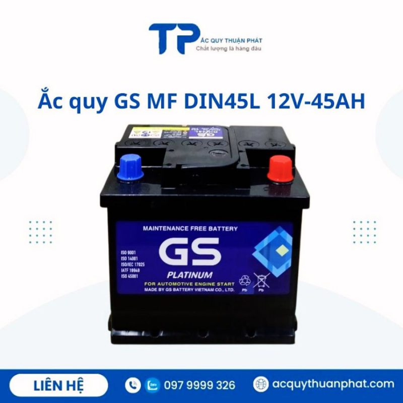 Ắc quy GS MF DIN45L 12V-45AH chính hãng