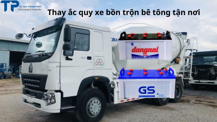 Thay ắc quy xe tải bồn trộn bê tông tận nơi;