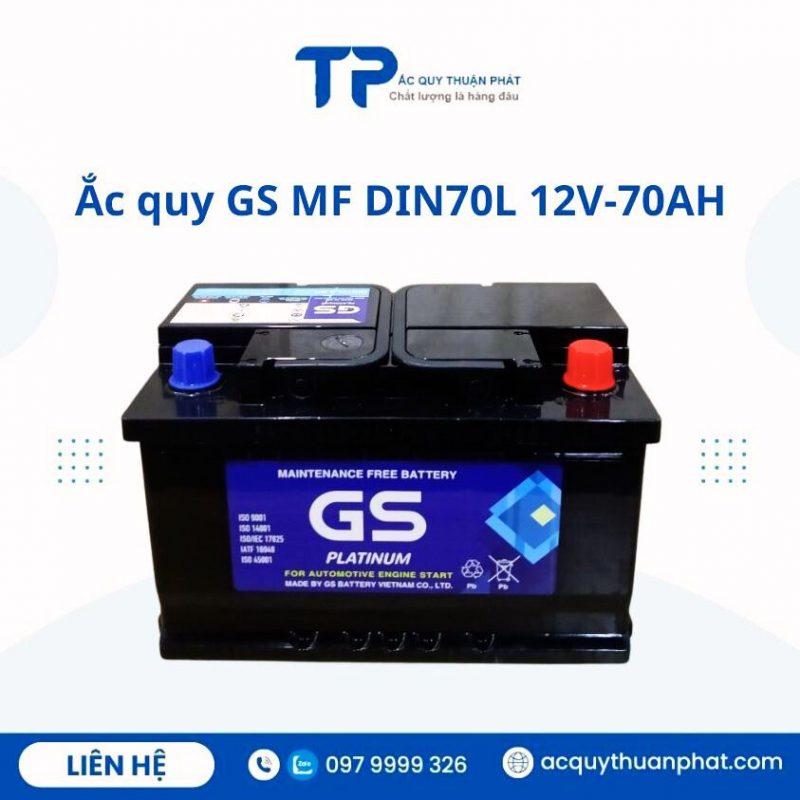 Ắc quy GS MF DIN70L 12V-70AH chính hãng