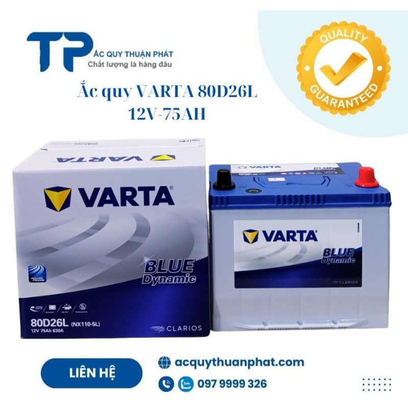 Ắc quy Varta 80D26L 12V-75AH;