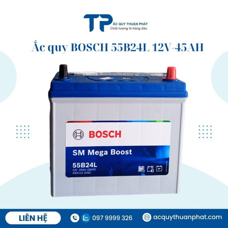 Ắc quy BOSCH 55B24L 12V-45AH chính hãng