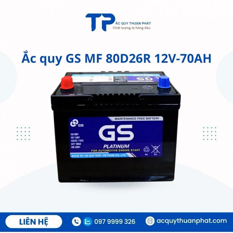 Ắc quy GS MF 80D26R 12V-70AH chính hãng