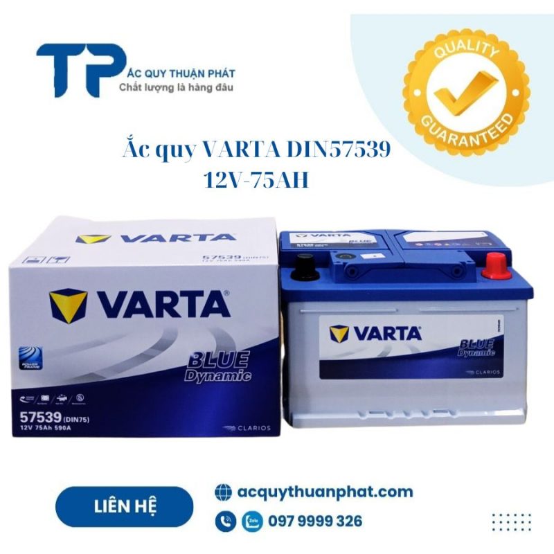 Ắc quy Varta Din57539 12V-75AH;