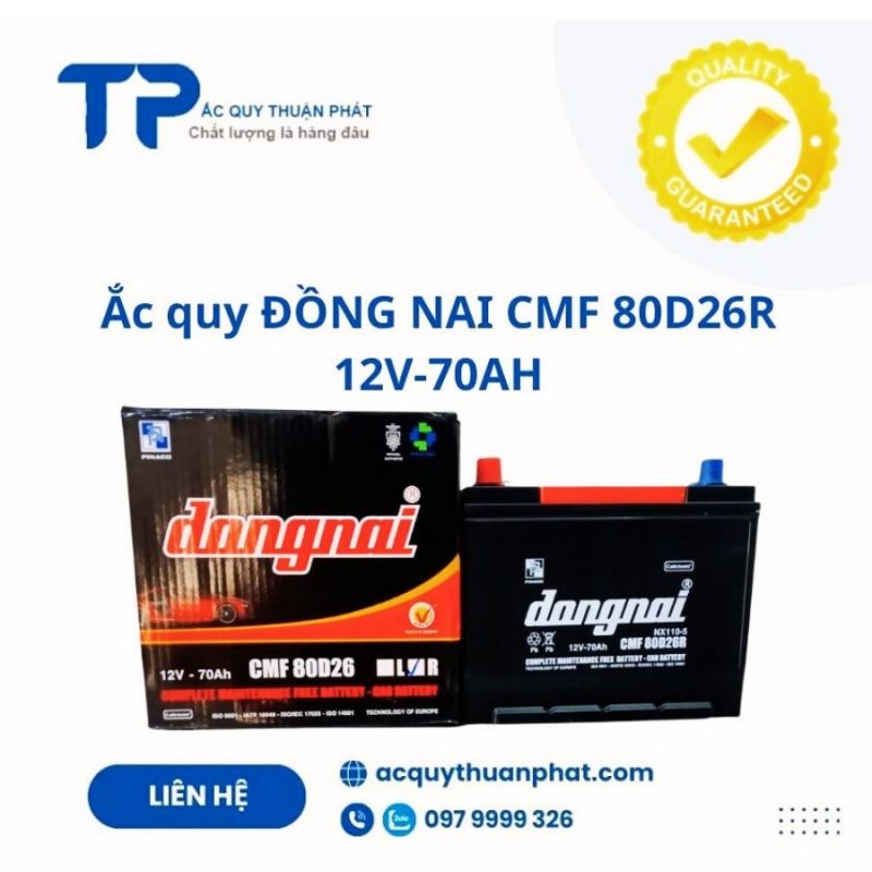 Ắc quy ĐỒNG NAI CMF 80D26R 12V-70AH